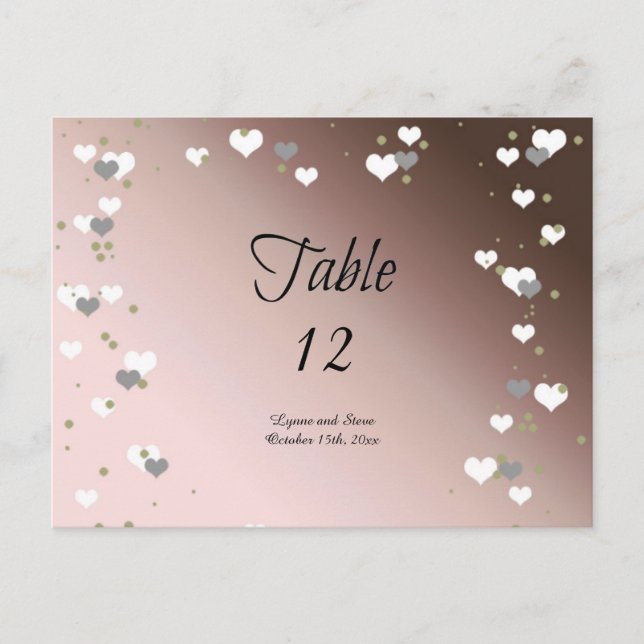 Tarjeta de Asiento de Mesa Corazones de Mocha (Anverso)