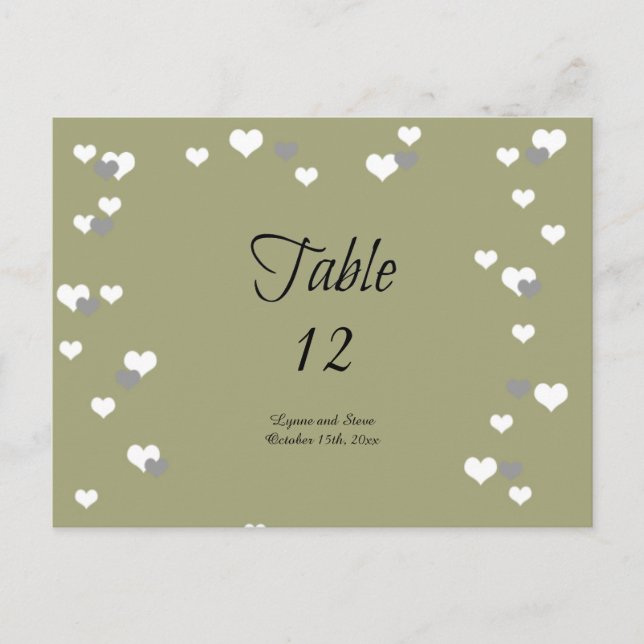 Tarjeta de Asiento de Mesa Corazones de Oro (Anverso)