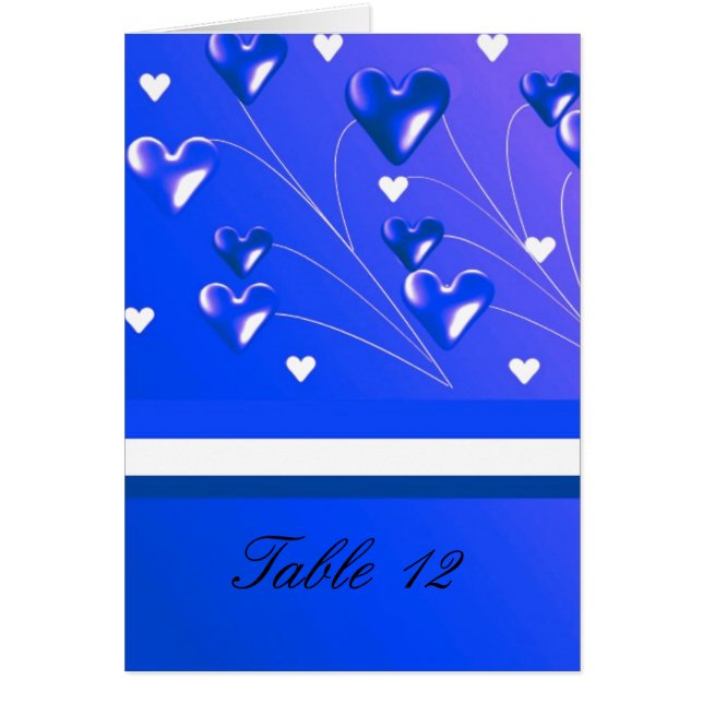 Tarjeta de asiento de mesa de Blue Hearts (Frente)