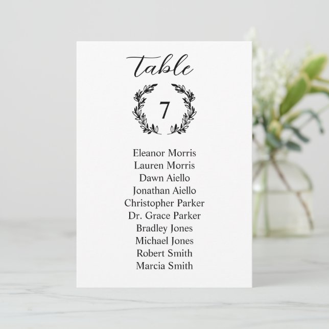 Tarjeta de Asiento de Mesa de Boda con Corona de L (Anverso de pie)