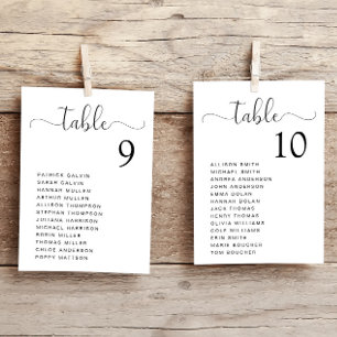 Tarjeta de Asiento de Mesa de Boda con Letra Chic