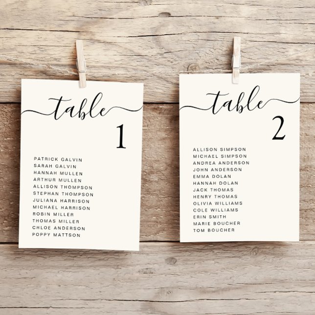 Tarjeta de Asiento de Mesa de Boda con Letra Chic  (Subido por el creador)