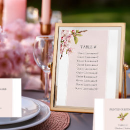 Tarjeta de asiento de mesa de Boda de cerezo con f