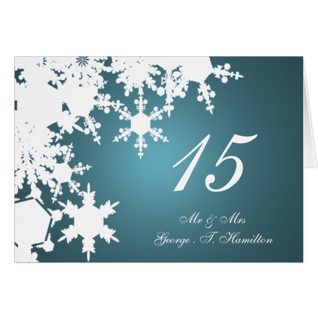 tarjeta de asiento de mesa de boda de invierno con (Anverso (Horizontal))