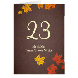 tarjeta de asiento de mesa de boda de otoño