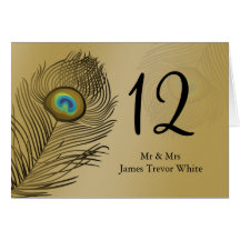 tarjeta de asiento de mesa de boda de pavo real do