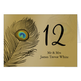 tarjeta de asiento de mesa de boda de pavo real do