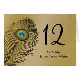 tarjeta de asiento de mesa de boda de pavo real do