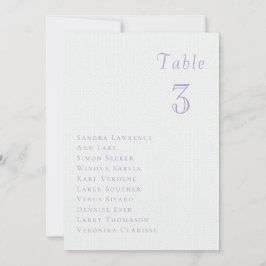 Tarjeta de Asiento de Mesa de Boda Floral Lila Rom