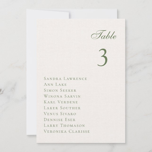 Tarjeta de asiento de mesa de Boda forestal románt (Anverso)