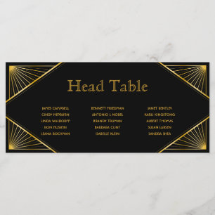 Tarjeta de asiento de mesa de Boda Gatsby Art Deco