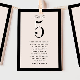 Tarjeta de Asiento de Mesa de Boda Negra