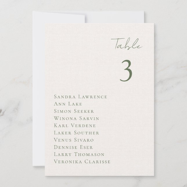 Tarjeta de Asiento de Mesa de Boda Romántica de Ot (Anverso)