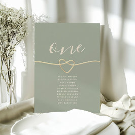 Tarjeta de Asiento de Mesa de Boda Verde Salvia