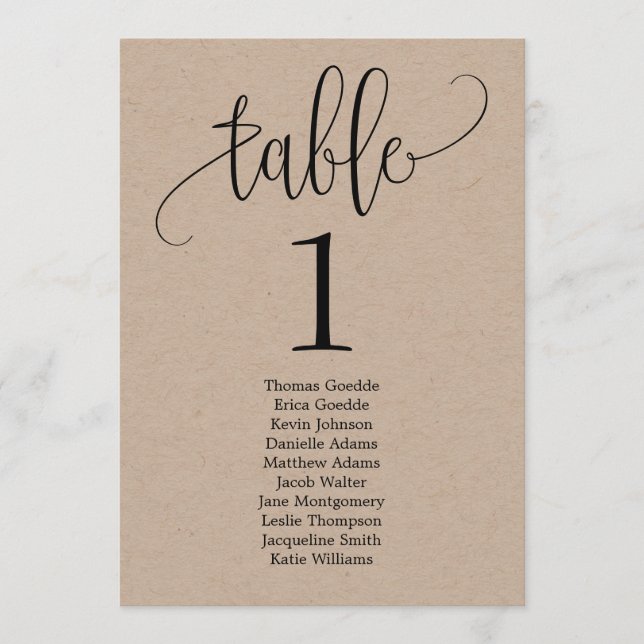 Tarjeta de asiento de mesa de caligrafía encantado (Anverso)