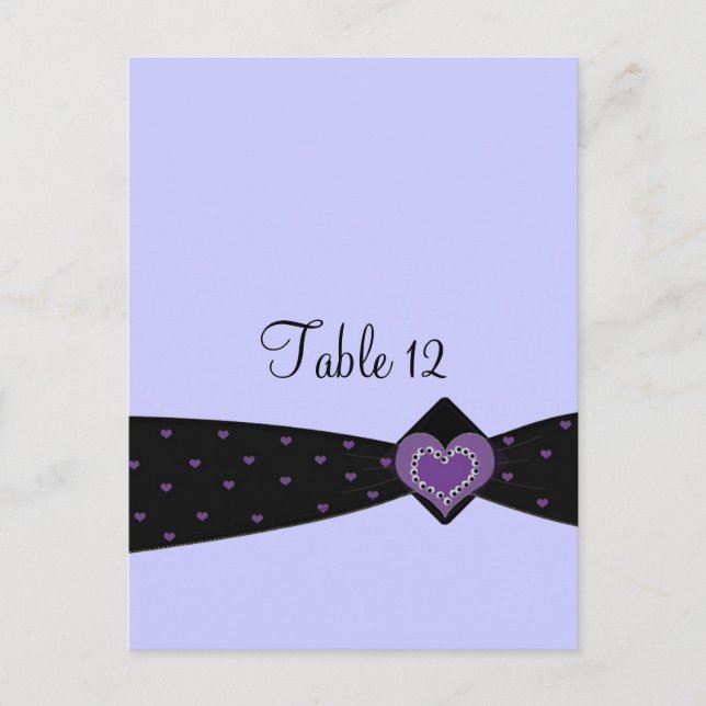 Tarjeta de asiento de mesa de cinta negra y púrpur (Anverso)