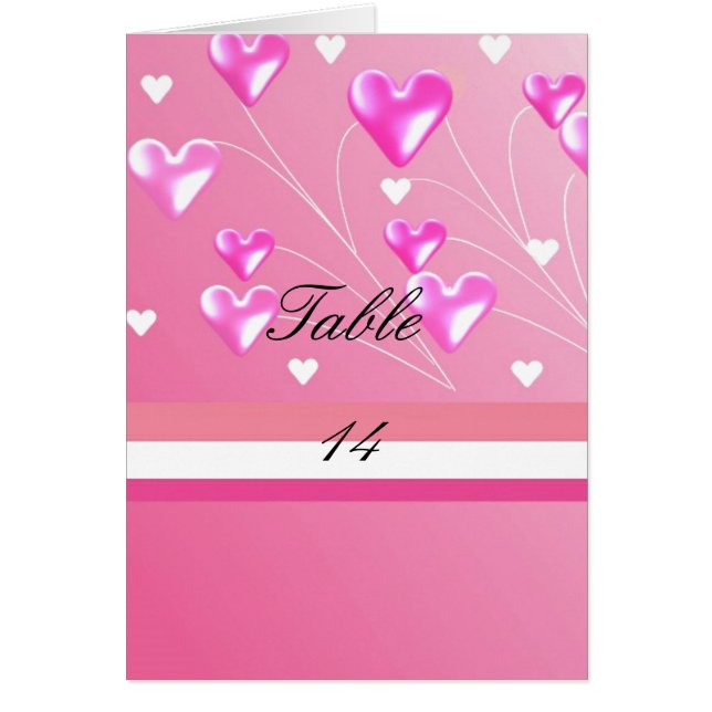 Tarjeta de asiento de mesa de corazones rosados (Frente)