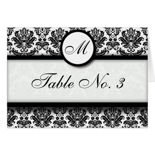 Tarjeta de asiento de mesa de damasquetes en blanc (Anverso (Horizontal))