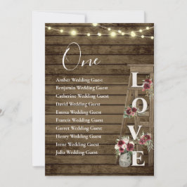 Tarjeta de asiento de mesa de flores de borgoña de