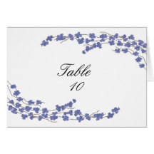 Tarjeta de asiento de mesa de flores - Flores azul