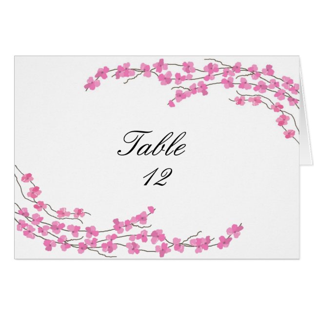 Tarjeta de asiento de mesa de flores - Flores rosa (Anverso (Horizontal))