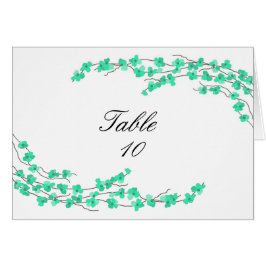 Tarjeta de asiento de mesa de flores - Flores turq