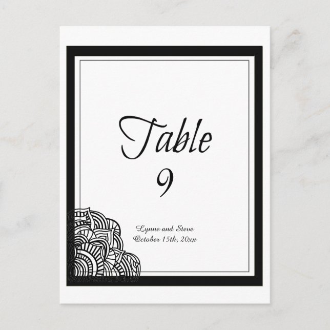 Tarjeta de asiento de mesa de Medallón negro de bo (Anverso)