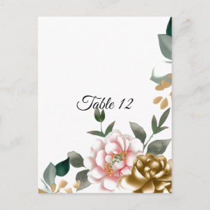 Tarjeta de Asiento de Mesa de Peonía Rosa y Bronce