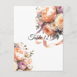Tarjeta de Asiento de Mesa de Peonías y Rosas de M