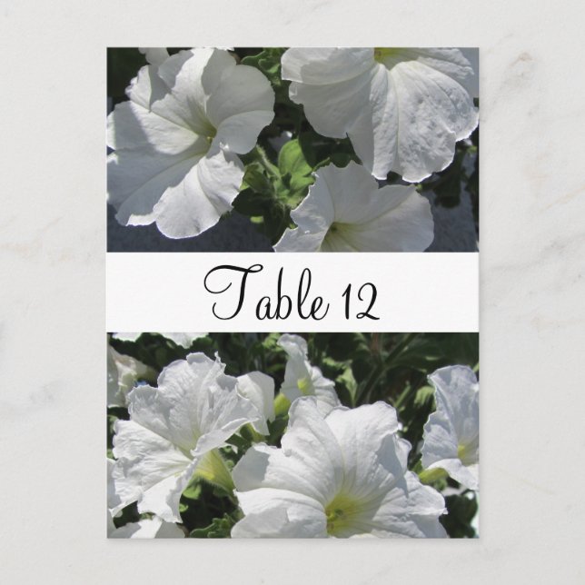 Tarjeta de asiento de mesa de Petunias Blancas (Anverso)