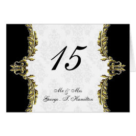 tarjeta de asiento de mesa dorada