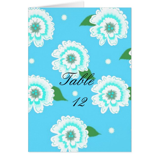 Tarjeta de asiento de mesa floral azul (Frente)