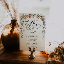 Tarjeta de Asiento de Mesa Floral de Invierno Rúst
