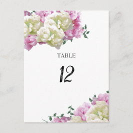 Tarjeta de asiento de mesa floral de peonías