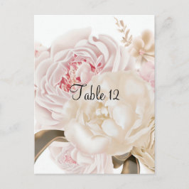 Tarjeta de Asiento de Mesa Floral Rosa y Beige