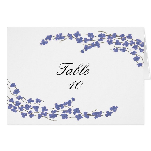 Tarjeta de Asiento de Mesa Flores - Flores Azules (Anverso (Horizontal))