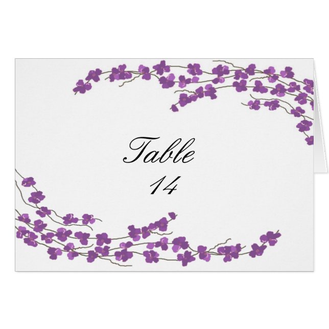 Tarjeta de Asiento de Mesa Flores - Flores Moradas (Anverso (Horizontal))
