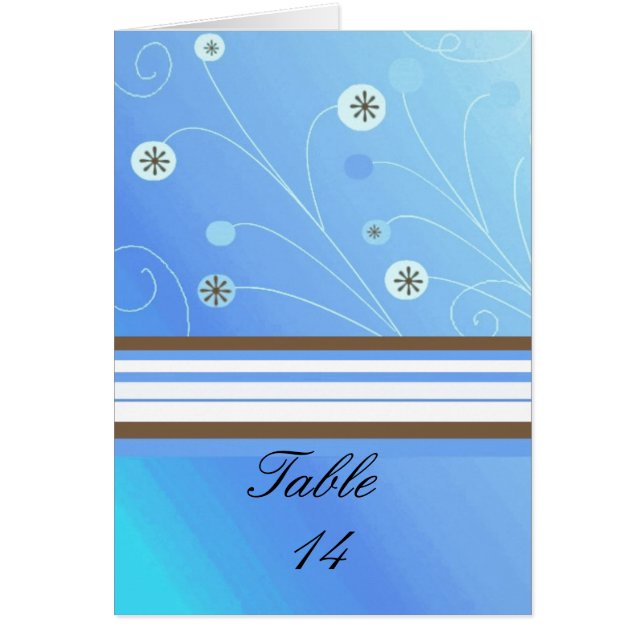 Tarjeta de Asiento de Mesa Moderna Azul y Marrón (Frente)