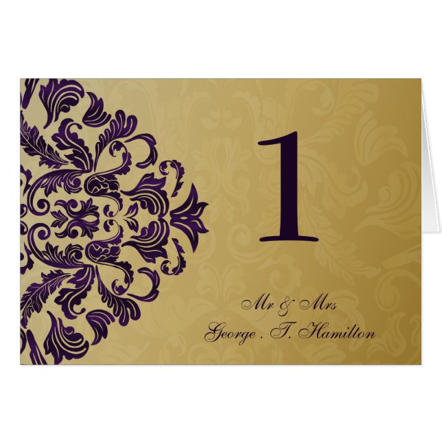 tarjeta de asiento de mesa violeta elegante (Anverso (Horizontal))