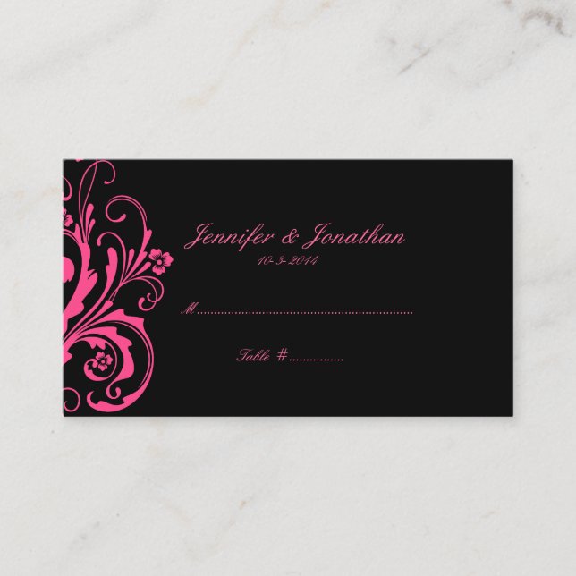 Tarjeta de asiento de Moda rosa y negro caliente (Anverso)