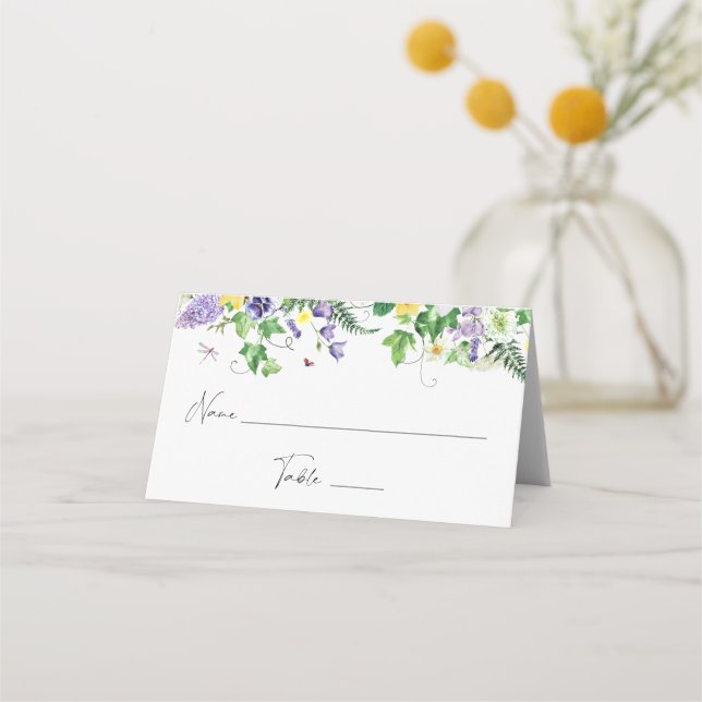 Tarjeta de Asiento de Narcisos Rústicos y Flores S (Anverso)