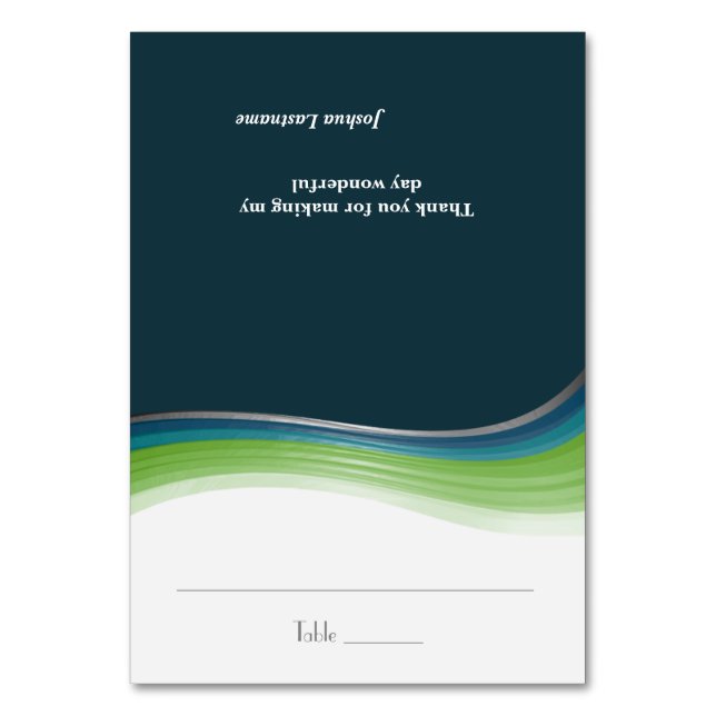 Tarjeta de asiento de ondas verdes y azules (Anverso)