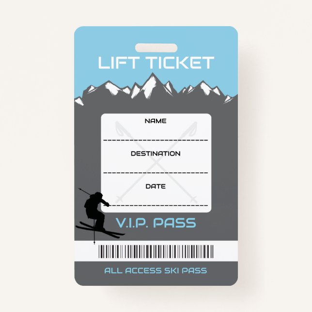 Tarjeta de asiento de regalo VIP SKI LIFT TICKET E (Anverso)