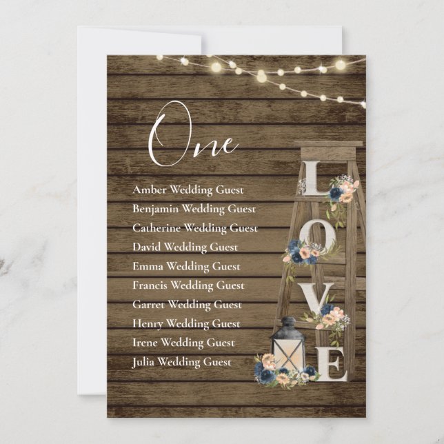 Tarjeta de asiento de una mesa de flores de madera (Anverso)