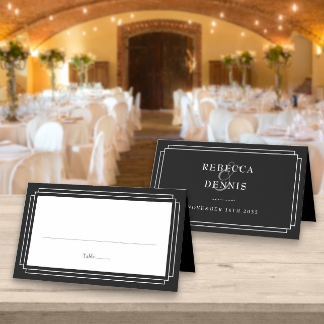 Tarjeta De Asiento Deco clásico | Boda blanco y negro (Subido por el creador)
