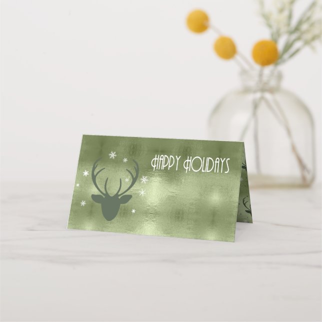 Tarjeta De Asiento Deer Antlers Flechas Navidades Green ID861 (Anverso)