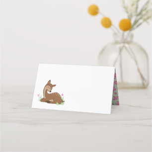 Tarjeta De Asiento Deer Baby Shower Woodland Fawn Pink