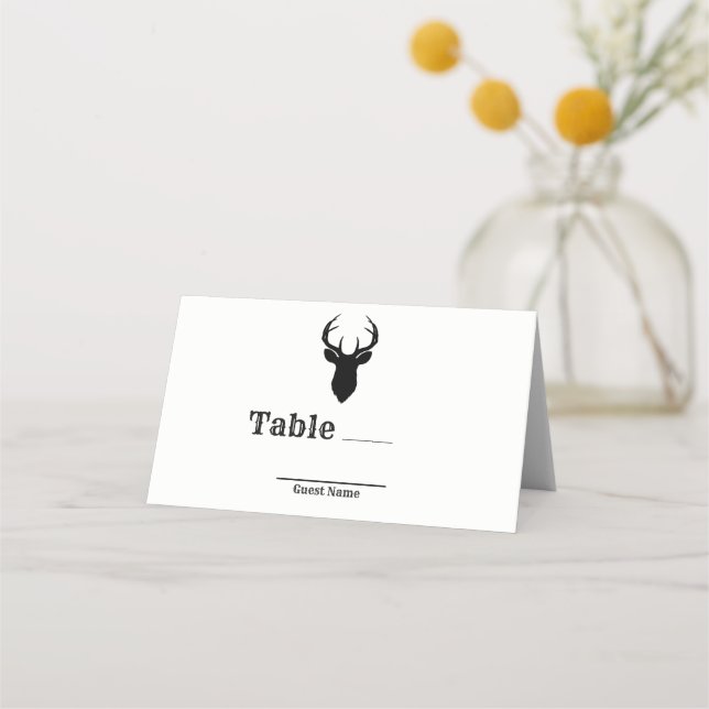 Tarjeta De Asiento Deer Head Antlers Rústico Boda Salón de mesa (Reverso)