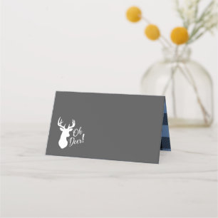 Tarjeta De Asiento Deer Hunding Lodge Baby Shower Antlers Boy Blue