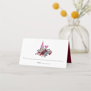 Tarjeta De Asiento Degustación de vino burgundy boho y navy